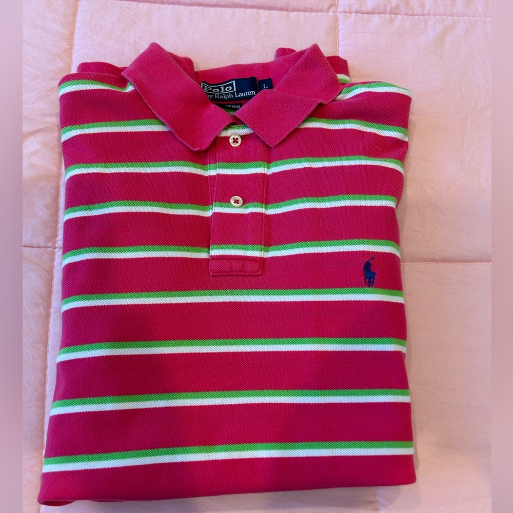 Ralph Lauren men’s Pink Striped Polo Shirt